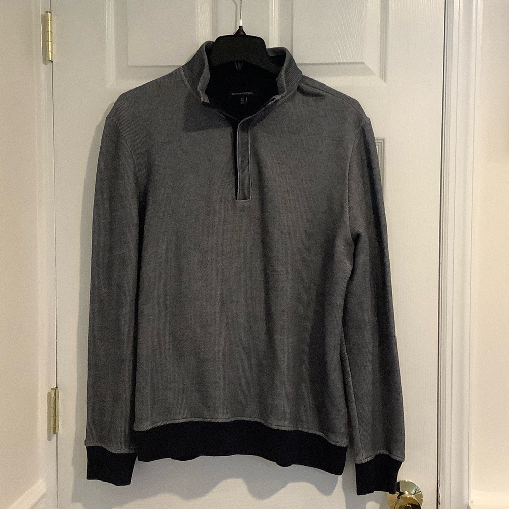 NWOT BANANA REPUBLIC Mens 1/4 Zip Navy Blue Pullover Golf Preppy Fall Shirt XL
